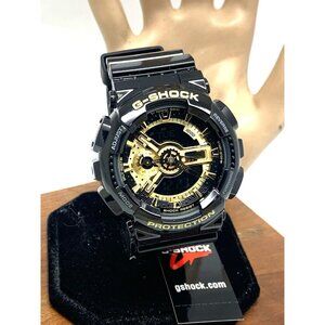 Casio G-Shock Men’s Watch GA110GB-1A Quartz Gold Black Resin Analog Digital 50mm